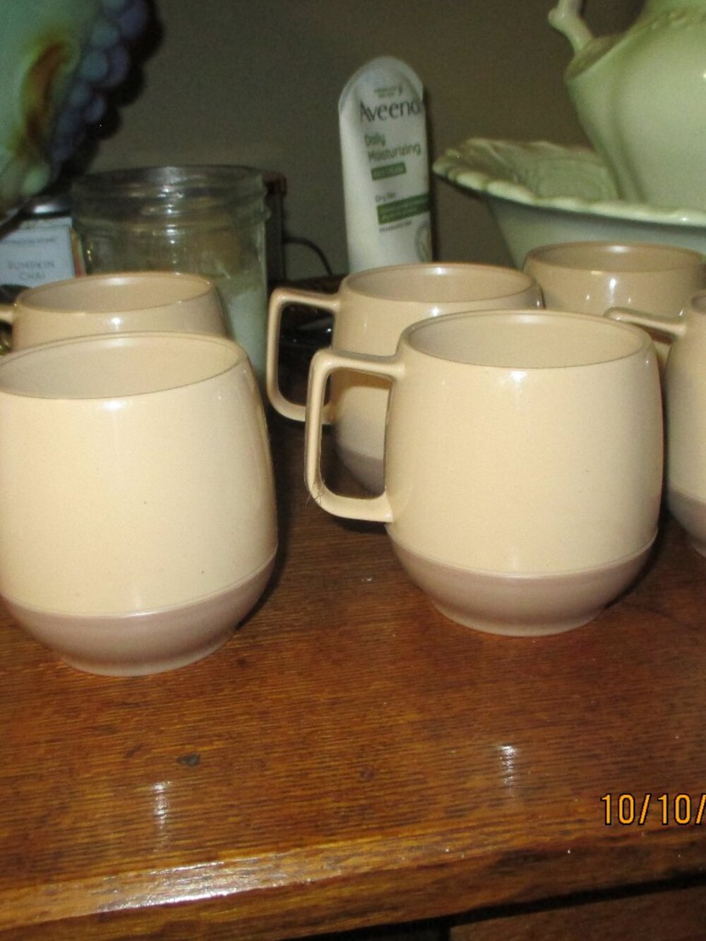 Vtg Bopp Decker roly poly mugs insulated tan brown MCM lot of 6